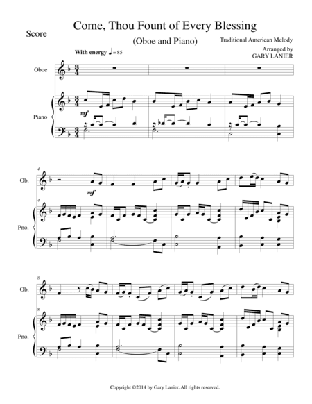 COME, THOU FOUNT OF EVERY BLESSING (Oboe/Piano and Oboe Part) (arr. Gary Lanier)