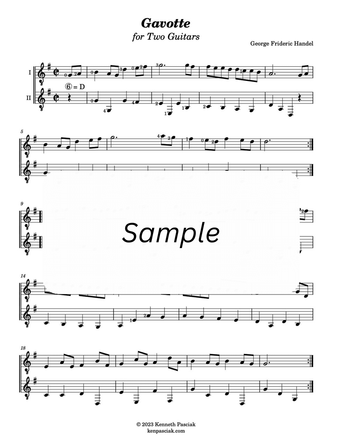 Gavotte in G Major (HWV 491) (for Two Guitars) (arr. Kenneth Pasciak)