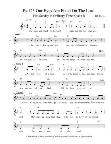 Psalm 123:  Our Eyes Are Fixed On The Lord (leadsheet)