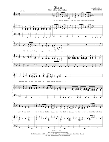 Gloria (Glory to God in the Highest) - 2-part choir with piano/organ