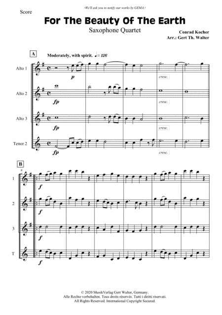 For The Beauty Of The Earth (arr. Gert Th. Walter)