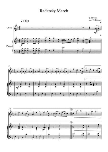Radetzky March, Johann Strauss Sr., For Oboe & Piano (arr. Eugene Egorov)