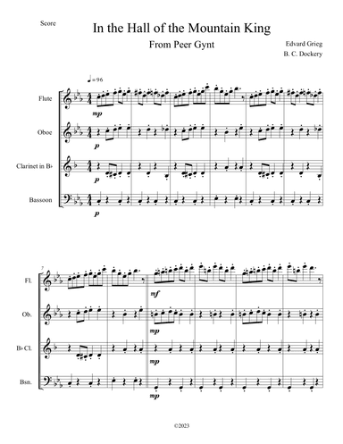 In the Hall of the Mountain King (Woodwind Quartet) (arr. B. C. Dockery)