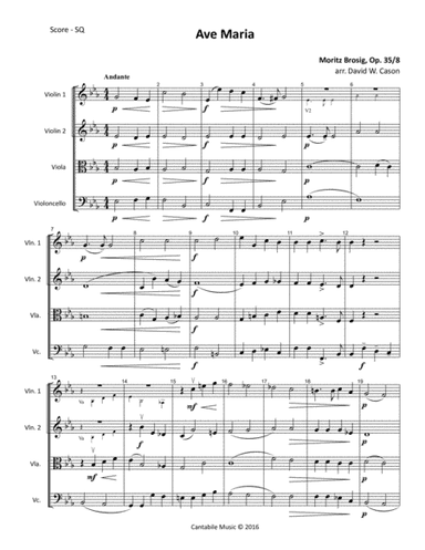 Ave Maria (Brosig) STRING QUARTET (arr. David W. Cason)