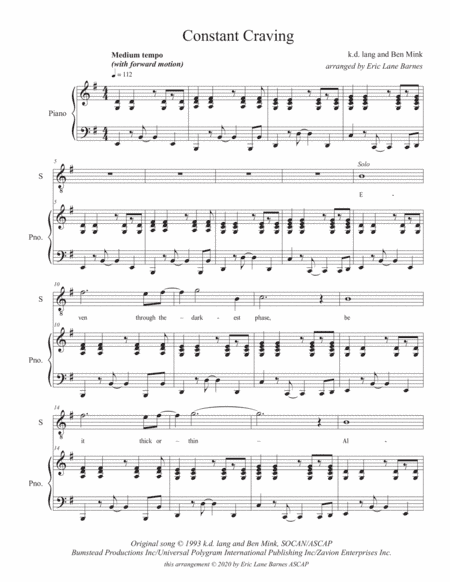 Constant Craving (arr. Eric Lane Barnes)