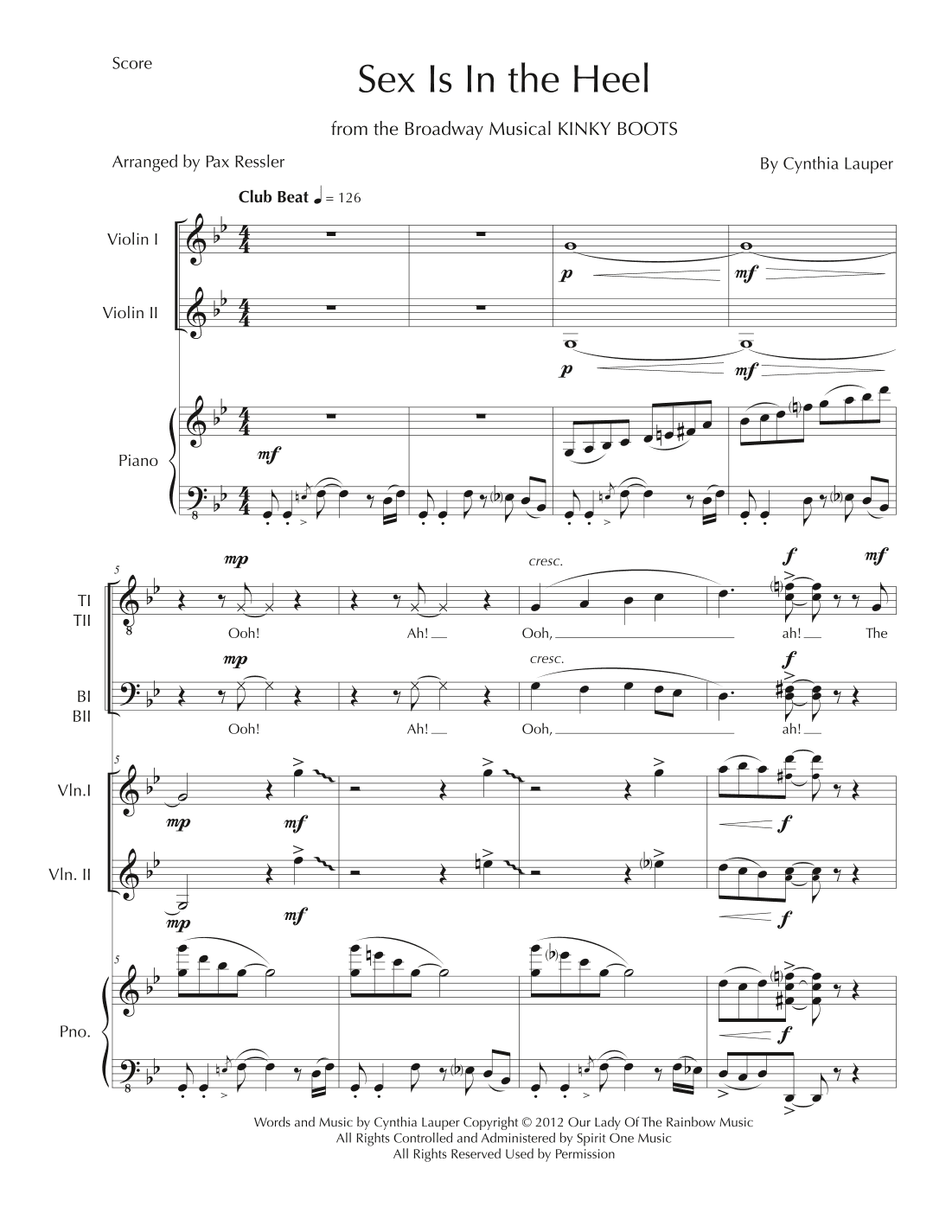 Sex Is In The Heel (arr. Pax Ressler)