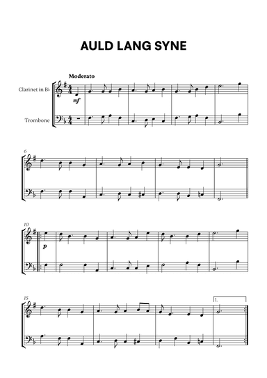 Traditional - Auld Lang Syne for Clarinet and Trombone (arr. Cadenza Editions)