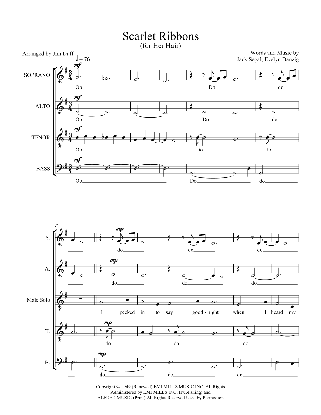 Scarlet Ribbons (for Her Hair) (arr. Jim Duff)