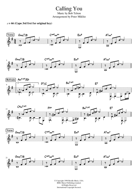 Calling You (arr. Peter Miklitz)