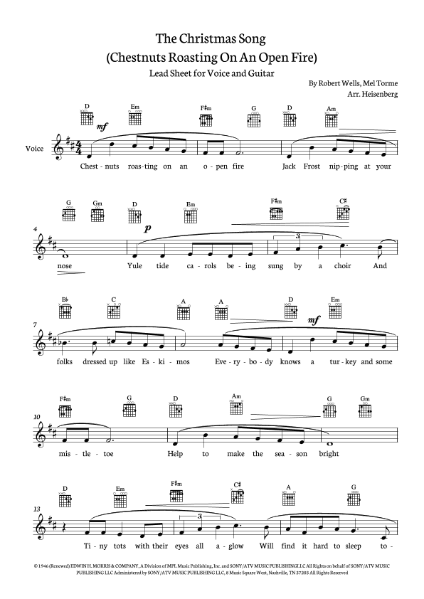 The Christmas Song (chestnuts Roasting On An Open Fire) (arr. Heisenberg)