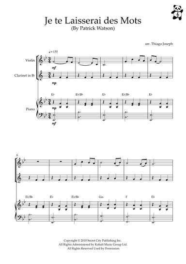 Je Te Laisserai Des Mots (arr. Thiago Joseph)