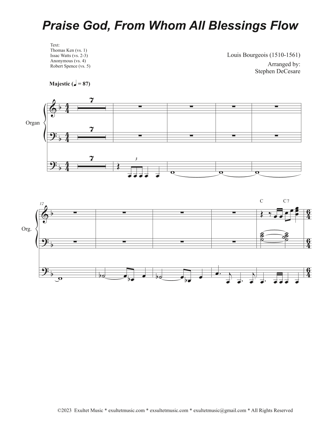 Praise God, From Whom All Blessings Flow (Duet for Tenor and Bass solo) (Choir/Vocal) (arr. Stephen DeCesare)