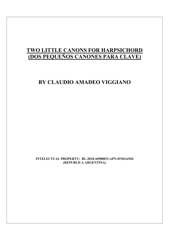TWO LITTLE CANONS FOR HARPSICHORD (DOS PEQUEÑOS CANONES PARA CLAVE)