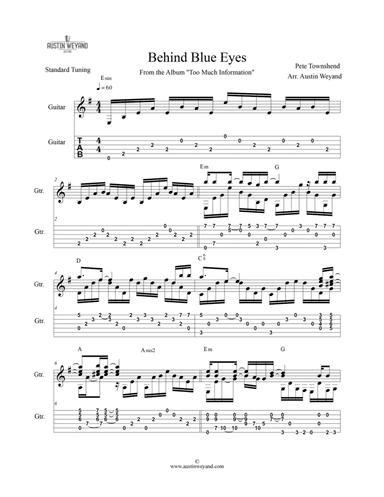 Behind Blue Eyes (arr. Austin Weyand)