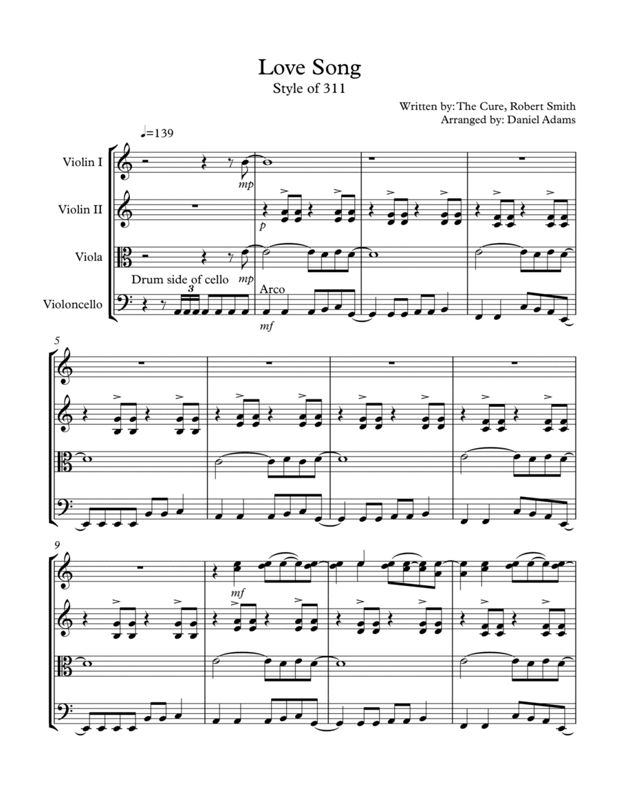 Lovesong (arr. Daniel Adams)