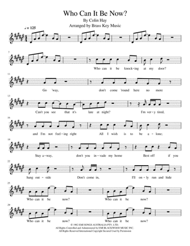 Who Can It Be Now? (arr. Brass Key Music)
