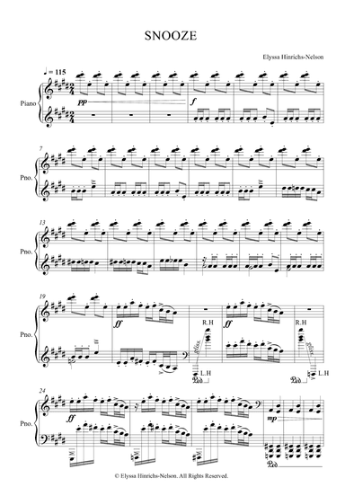 SNOOZE Piano Solo by Elyssa Hinrichs-Nelson
