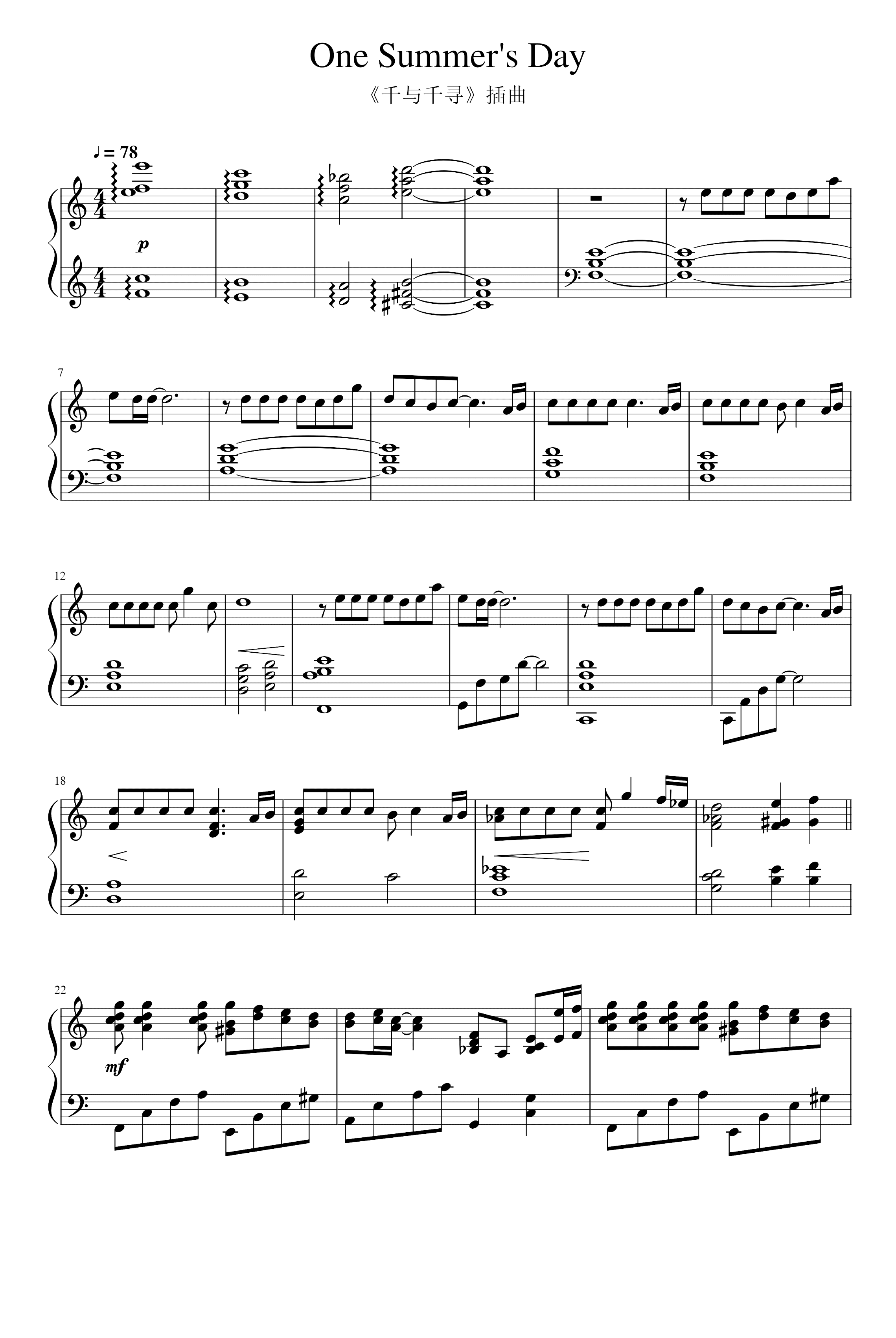 One Summer's Day (arr. Joe Hisaishi)