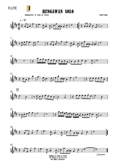 Bengawan Solo (Indonesian Folk Song) (arr. De Souza et Music LLP)