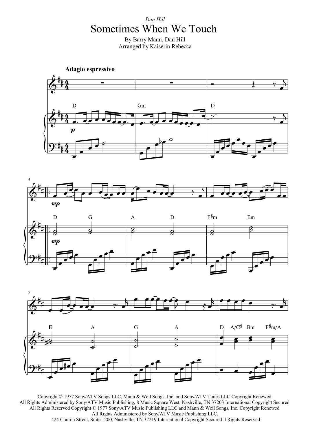 Sometimes When We Touch (arr. Kaiserin Rebecca)