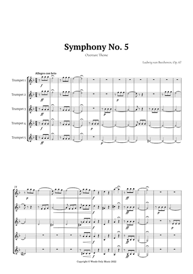 Symphony No. 5 by Beethoven for Trumpet Quintet (arr. Ander)