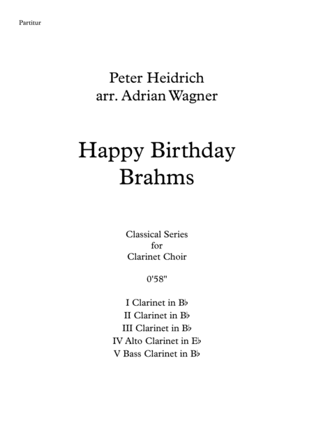 "Happy Birthday Brahms" Clarinet Choir arr. Adrian Wagner (arr. Adrian Wagner)