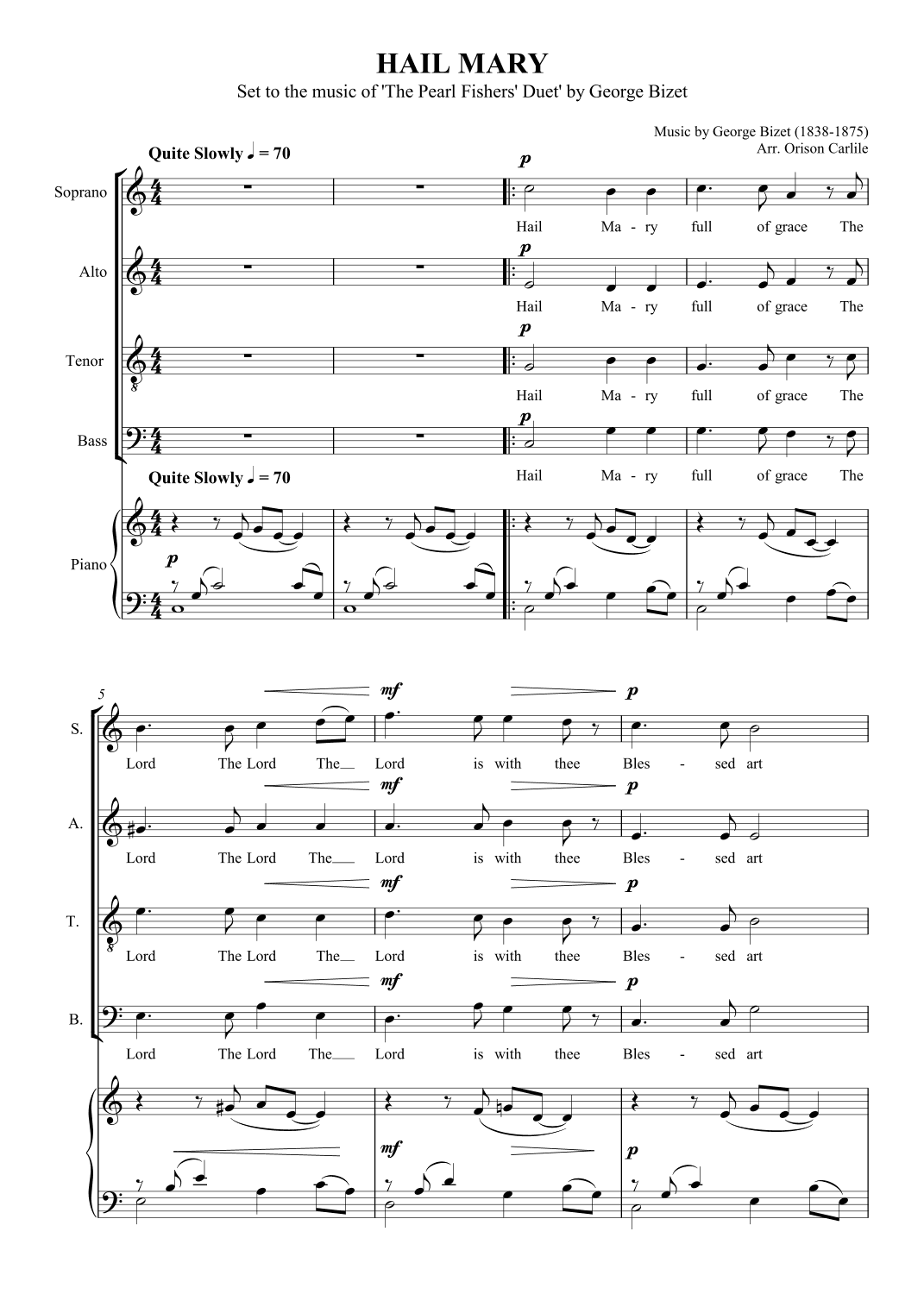 Hail Mary (Pearl Fishers' Duet) (arr. Orison Carlile)