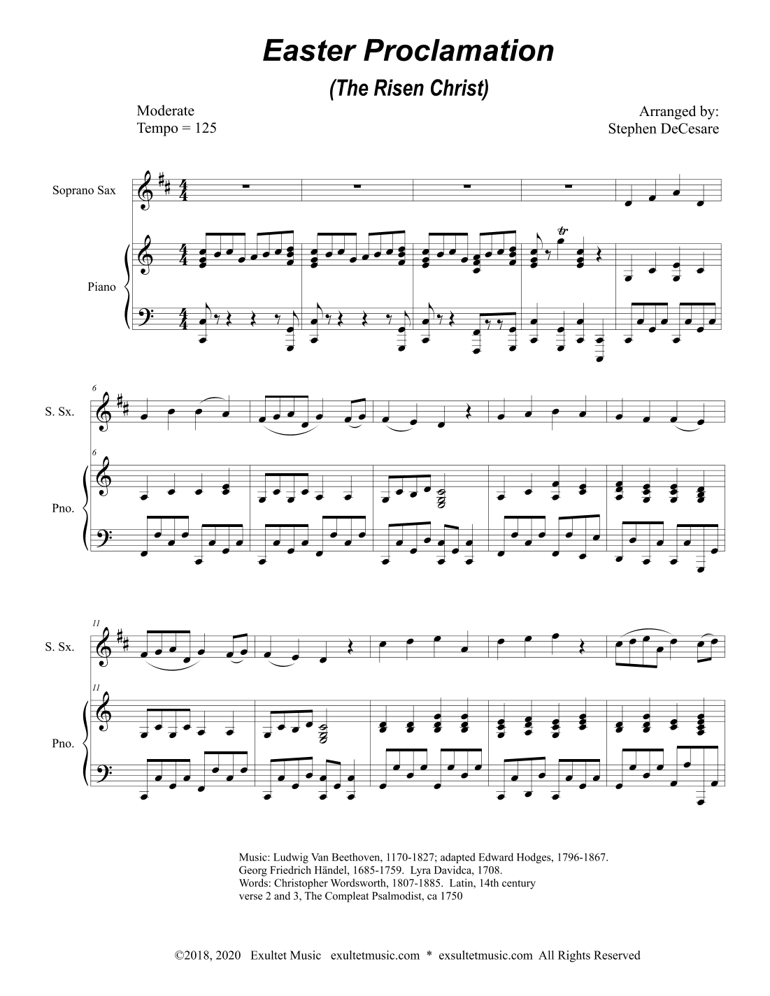 Easter Proclamation (The Risen Christ) (Soprano Saxophone and Piano) (arr. Stephen DeCesare)