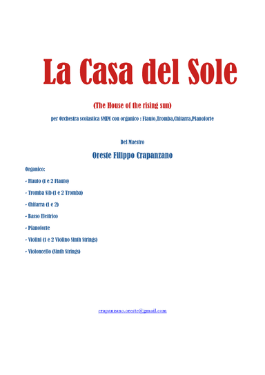 La casa del sole (House of the rising sun) (arr. Oreste Crapanzano)