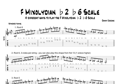 F Mixolydian b2 b6 Scale (4 Ways to Play)