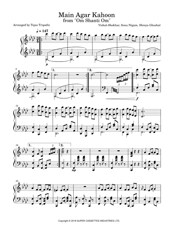 Main Agar Kahoon (arr. Tejas Tripathi)