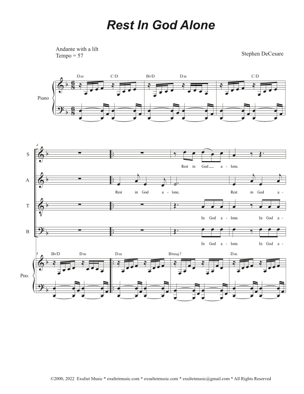 Rest In God Alone (Vocal Quartet - (SATB)