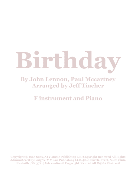 Birthday (arr. Jeff Tincher)