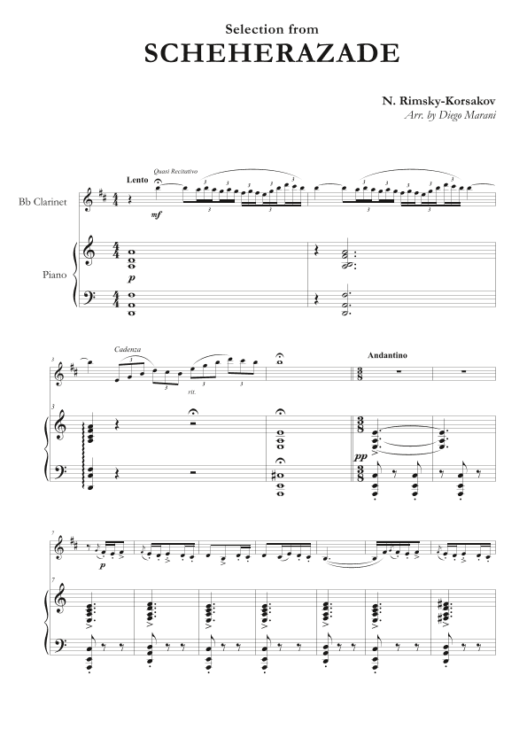 Scheherazade for Clarinet and Piano (arr. Diego Marani)