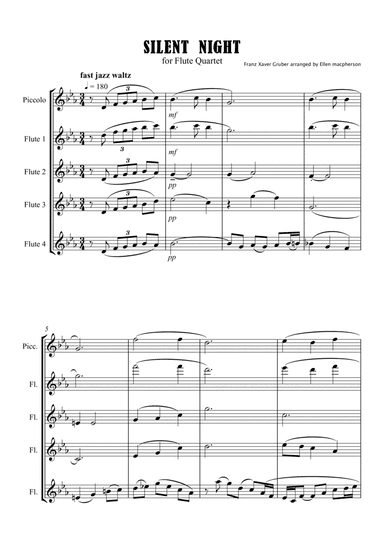 Silent Night for Flute Quartet (arr. Ellen Macpherson)