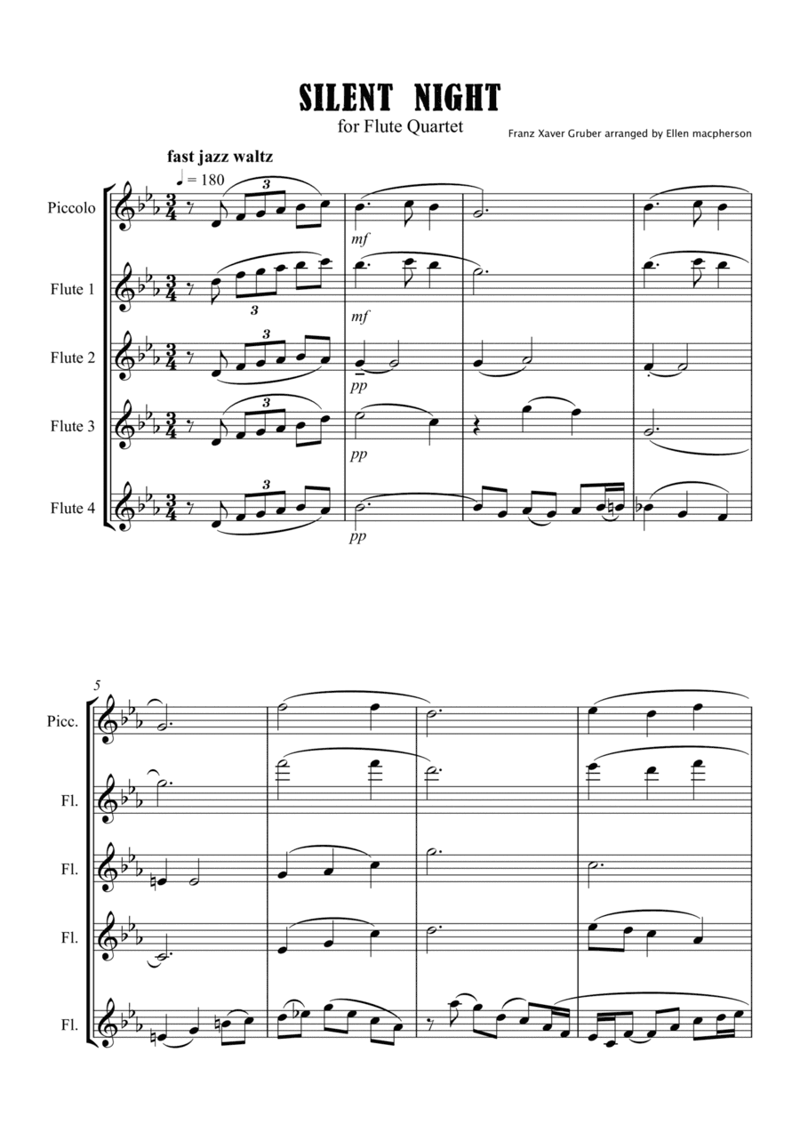 Silent Night for Flute Quartet (arr. Ellen Macpherson)