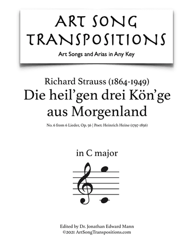 STRAUSS: Die heil'gen drei Kön'ge aus Morgenland, Op. 56 no. 6 (transposed to C major) (arr. ArtSongTranspositions.com)
