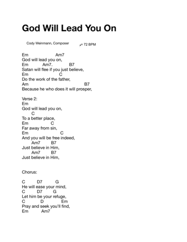 God Will Lead You On (Lead Sheet)