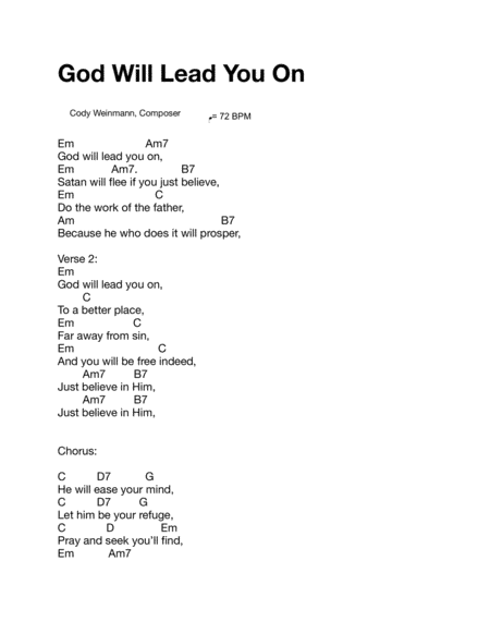 God Will Lead You On (Lead Sheet)