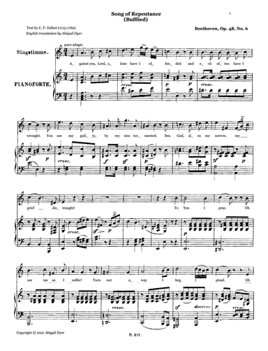 Song of Repentance (Bußlied) English Version (arr. Abigail Dyer)