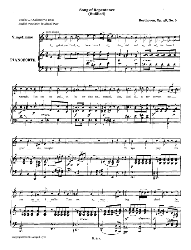 Song of Repentance (Bußlied) English Version (arr. Abigail Dyer)