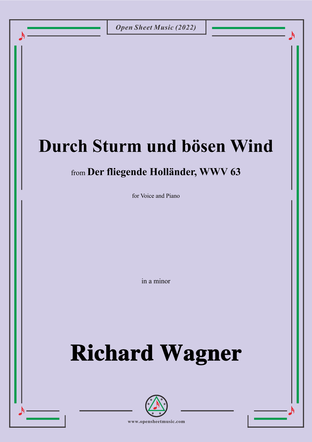 R. Wagner-Durch Sturm und bösen Wind,in a minor,from Der fliegende Hollander,WWV 63 (arr. OSM Press)