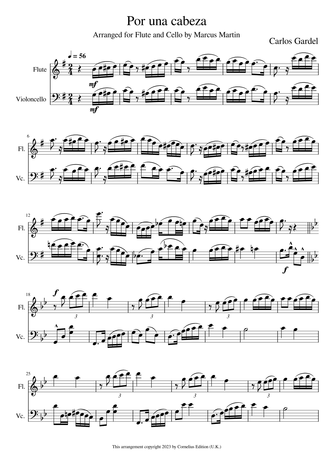 Por una cabeza (arr. Marcus Martin)