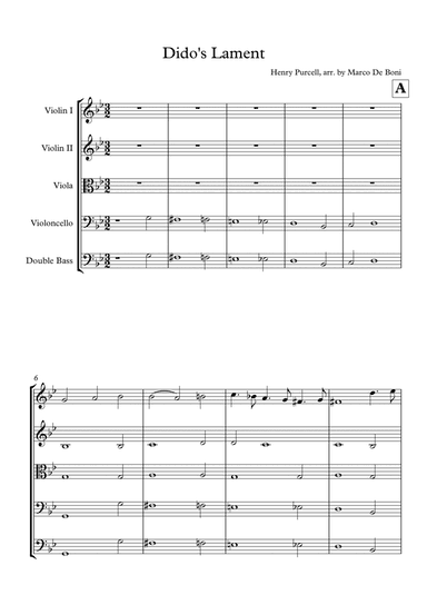 Purcell, Dido's Lament (When I am Laid): easy arrangement for string orchestra (arr. Marco De Boni)