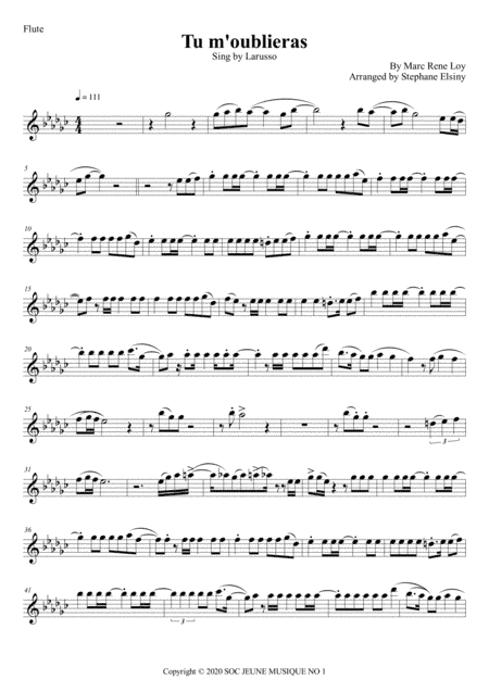 Tu M'oublieras (arr. Stephane ELSINY)