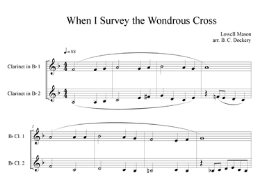When I Survey the Wondrous Cross (Clarinet Duet) (arr. B. C. Dockery)