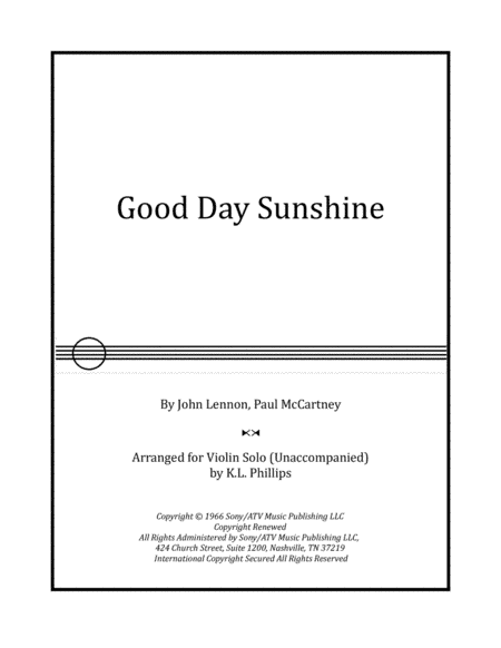 Good Day Sunshine (arr. K.L. Phillips)