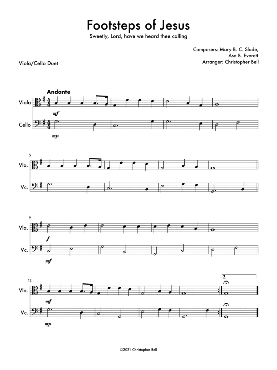 Footsteps of Jesus - Viola/Cello Duet (arr. Christopher Bell)