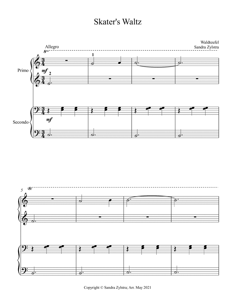 Skater's Waltz (beginning solo with optional elementary duet) (arr. Sandra Zylstra)