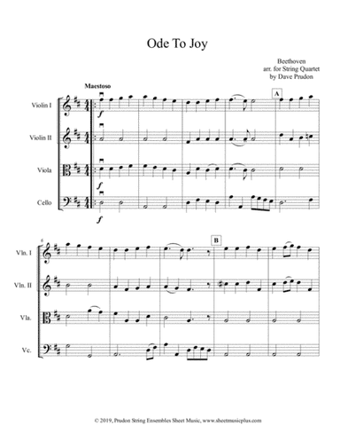 Ode To Joy for String Quartet (arr. Dave Prudon)
